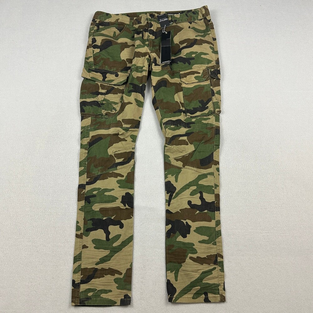 Smoke Rise Pants Men 36 Green Wood Camo Straight Leg Cargo Twill Tactical